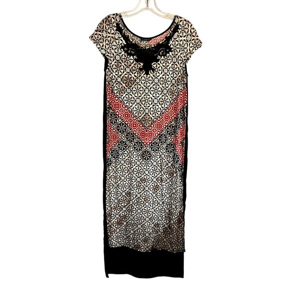 Be Be Small Hi Slits Women's Short Sleeve Maxi BOHO Sun Dress Miss Size 4 6 S - Picture 3 of 8